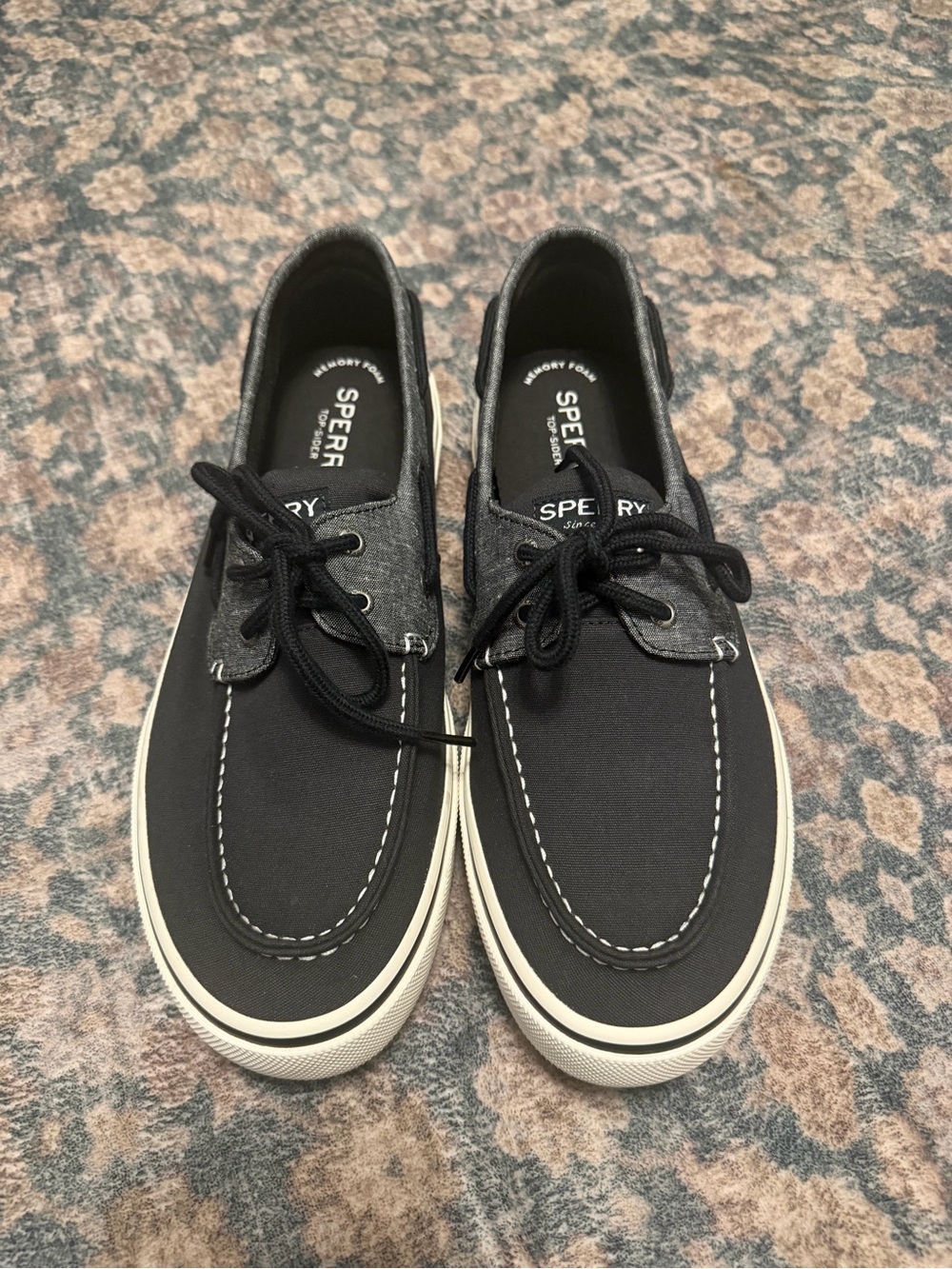 Sperry Men's Black Canvas & Dark Gray Two-Tone Boat Shoes
